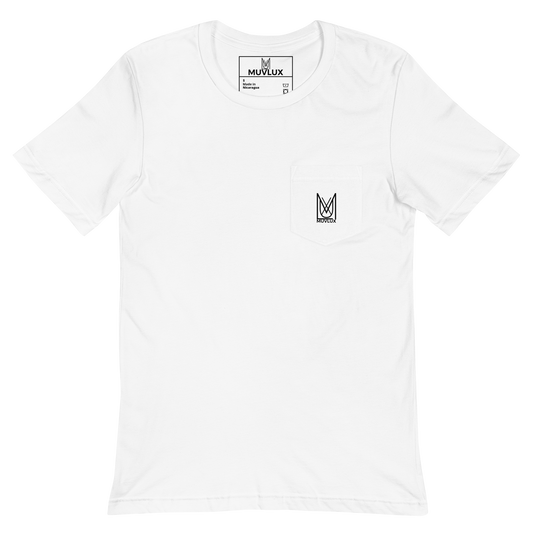 "Nightfall Noir" Muvlux's White Pocket T-shirt