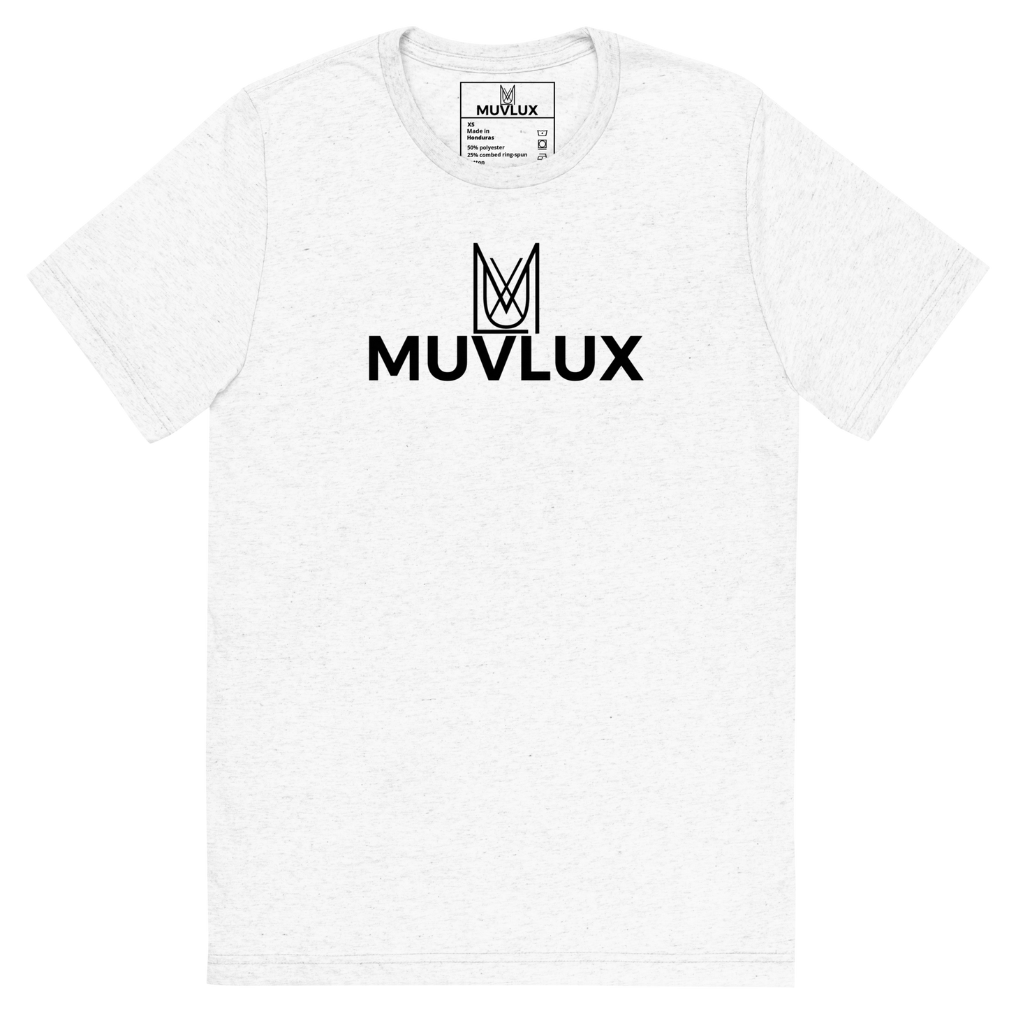 "Timeless Comfort" Muvlux's White Tri-Blend T-shirt