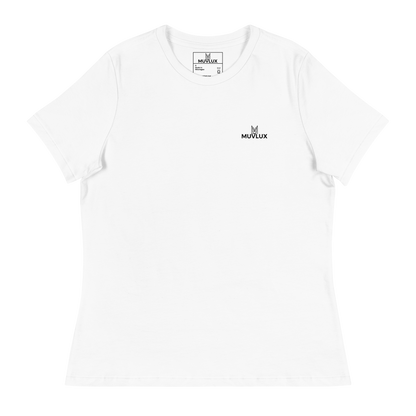 "Tranquil Ease" Muvlux's Women's Relaxed White T-Shirt