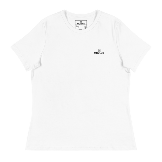 "Tranquil Ease" Muvlux's Women's Relaxed White T-Shirt